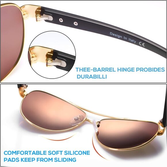 Women's Polarized Sunglasses UV Protection Lightweight Metal Driving Glasses - Picture 5 of 8